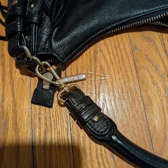 DANIER Black Pebbled Leather Fringe Hobo Bag - Boho Chic - Picture 11 of 16